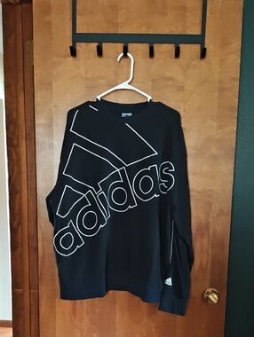 Adidas Men's Giant Logo Black Crewneck Sweater